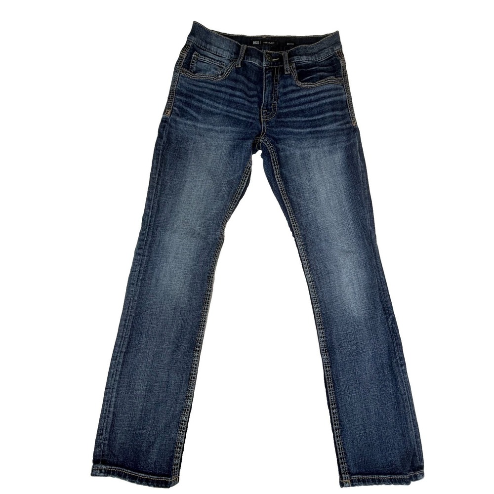 BKE Jake Straight Leg Med Blue Wash Men's Jeans Sz 29x32 Stretch Whiskering Fade